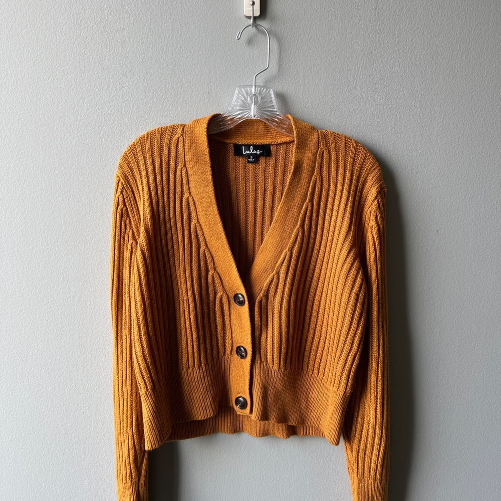 Lulu's Mustard Yellow Cropped Sweater